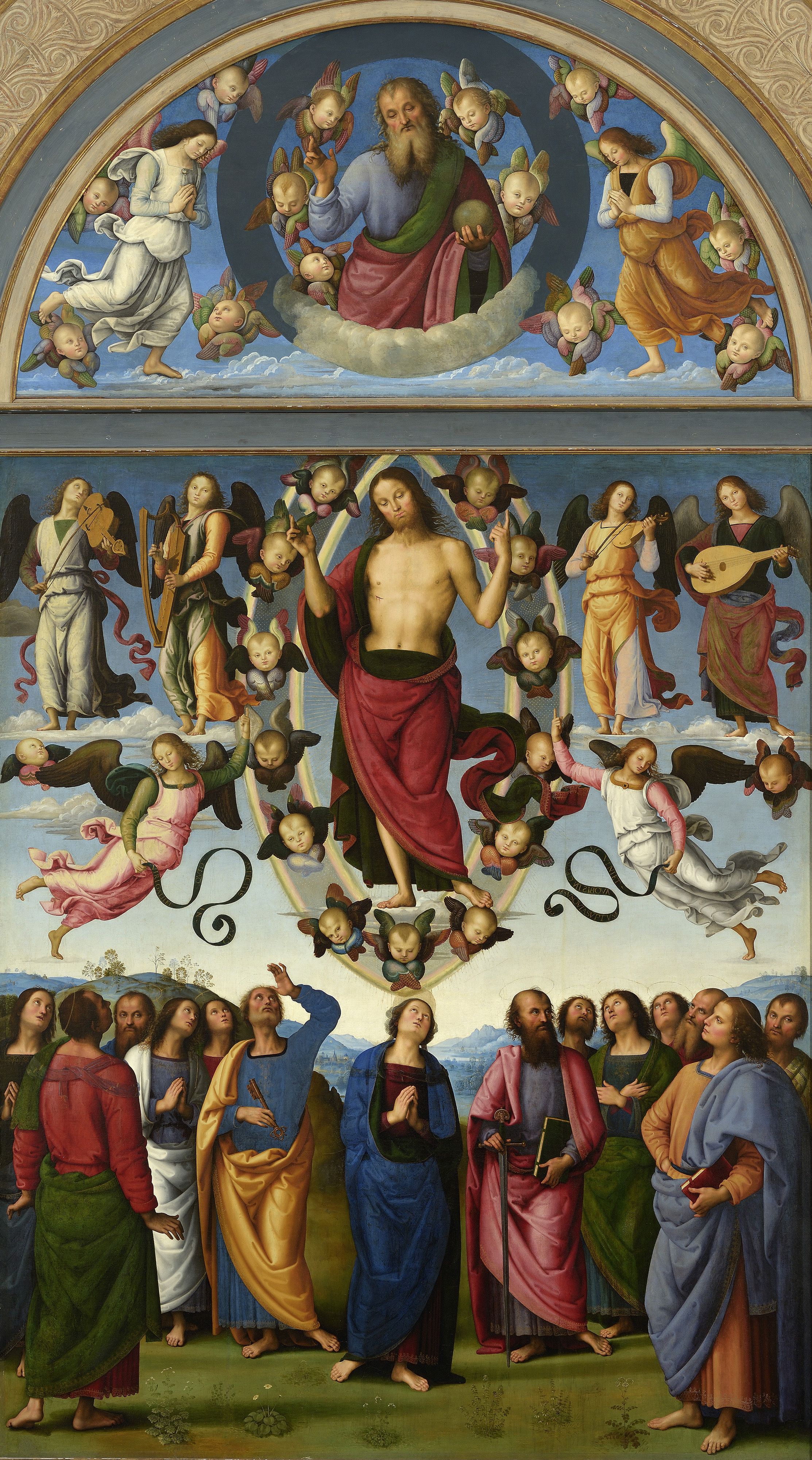 Pérugin, dit Il Perugino, Le Père éternel en gloire entre deux anges; L'Ascension du Christ, Vers 1495-1498. 
