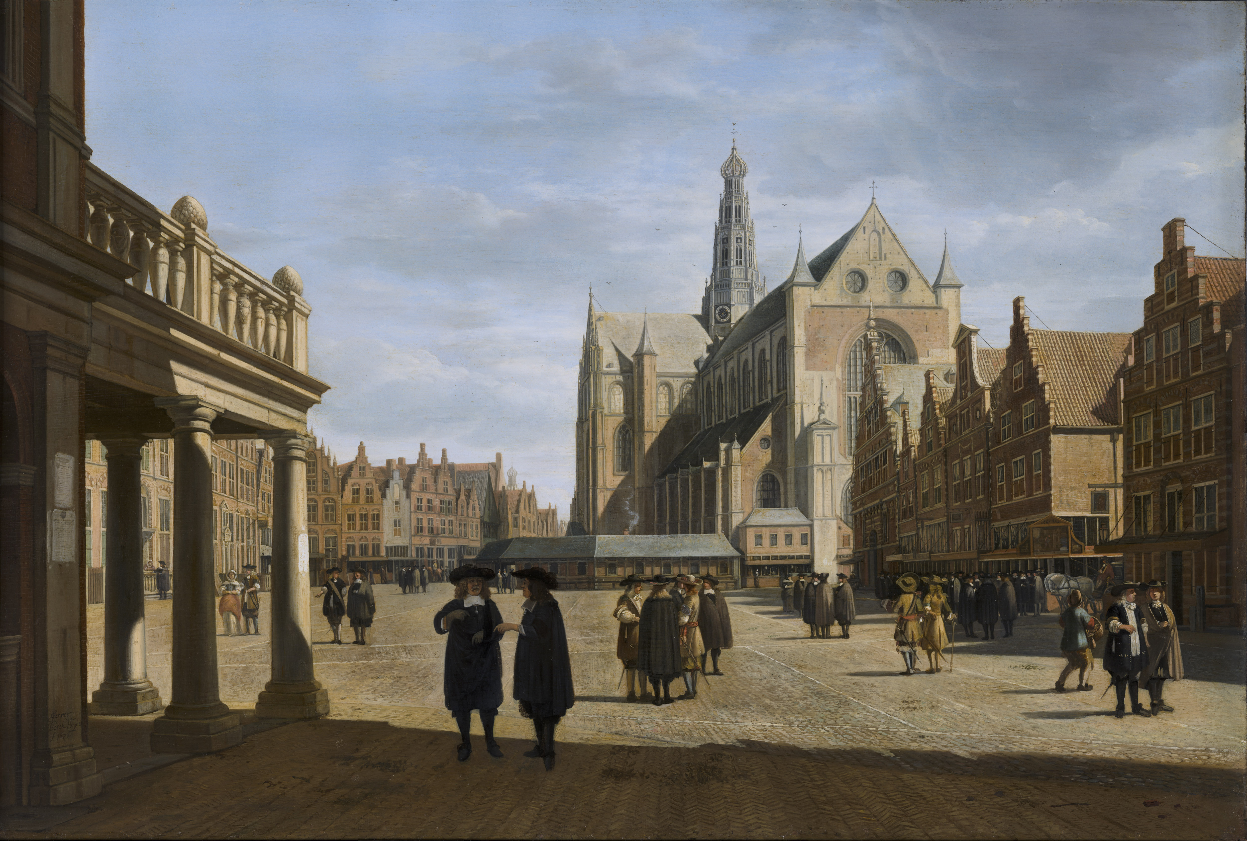 Gerrit Berkheyde, Le Grand Marché à Haarlem vers l’Eglise Saint Bavon