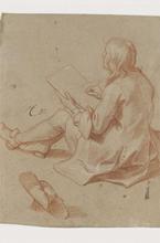 C. Le brun, Jeune homme assis, dessinant