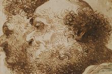 P. Faccini, Deux têtes d'homme barbu, vues de profil