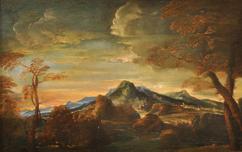 Louis Cretey, Paysage montagneux, Lyon, huile sur toile, collection particulière