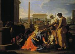 Nicolas Poussin, Le Repos pendant la fuite en Égypte, 1655-1657, Saint-Pétersbourg, musée de l'Ermitage, (c) Photo RMN