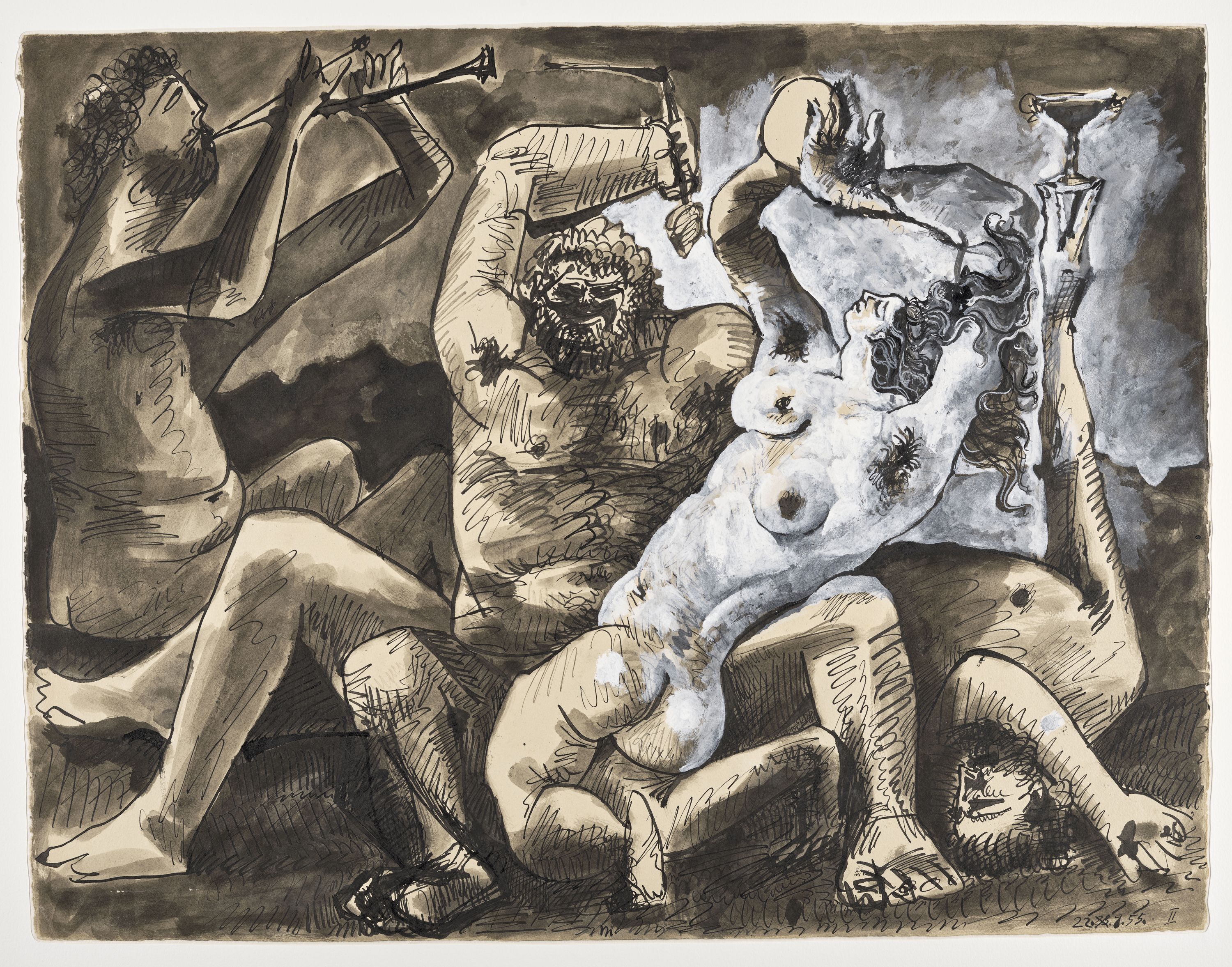 Pablo Picasso, Bacchanale II, "22-23 septembre 1955 Cannes "