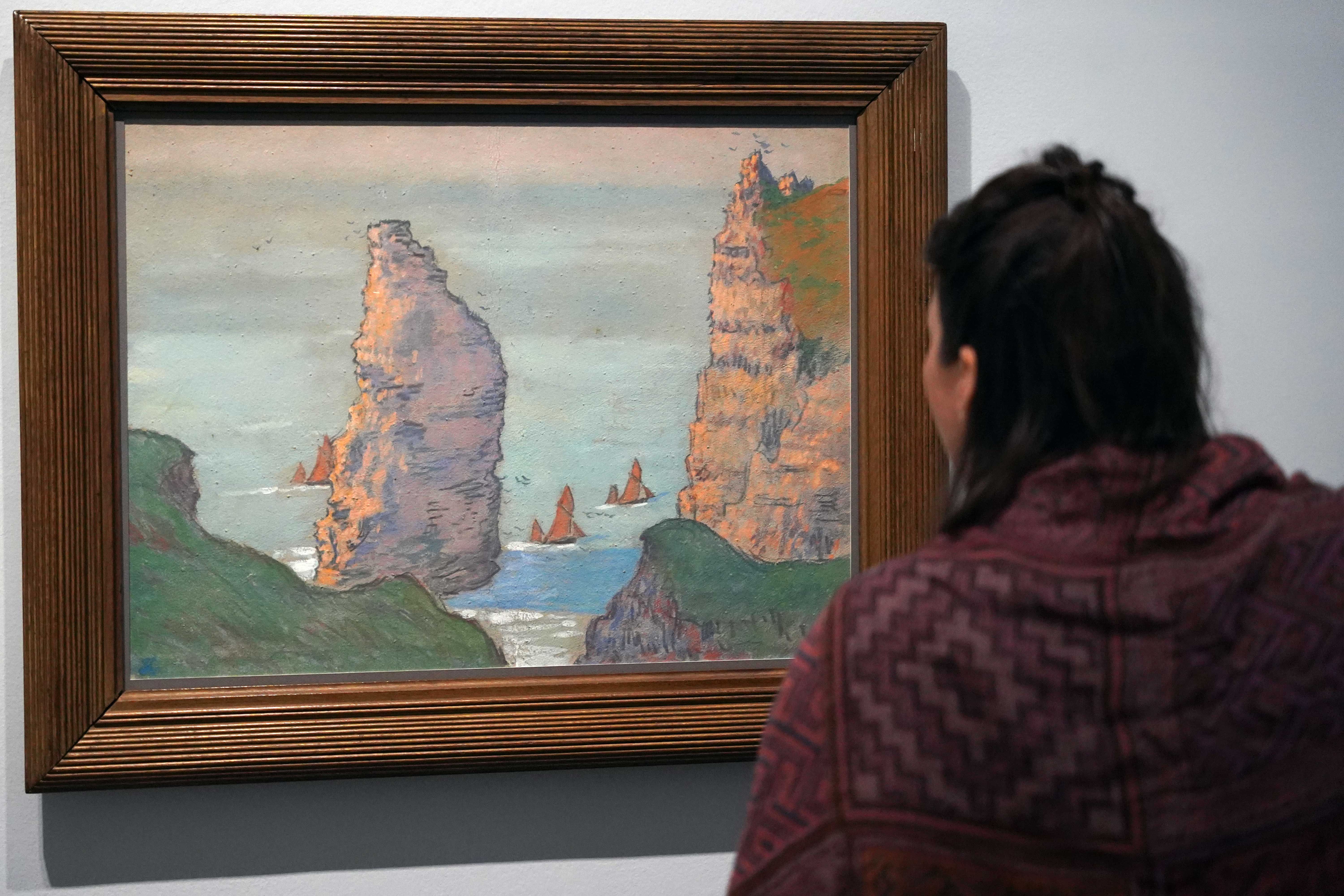 Jean Francis Auburtin, Aiguille d’Étretat dans la brèche, vers 1898