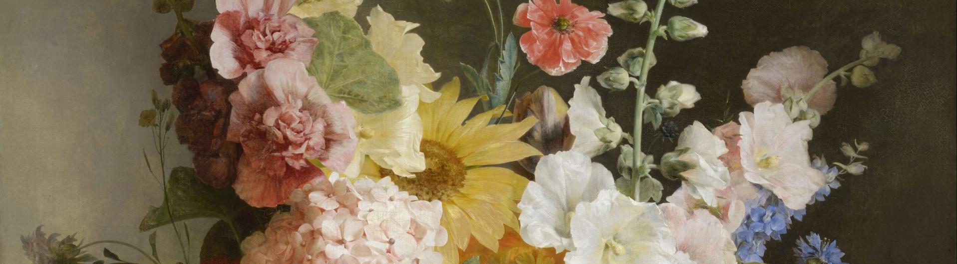Antoine Berjon, Fruits et fleurs dans une corbeille d'osier, 1810. 