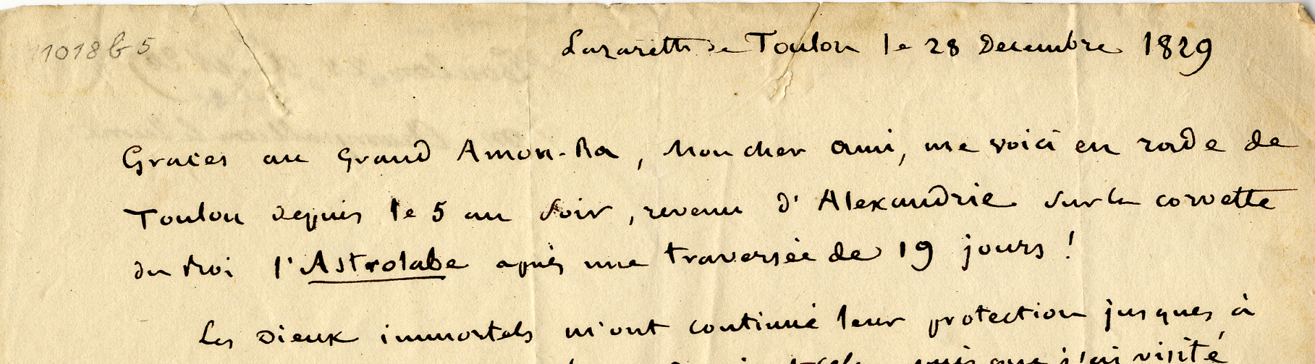 Lettre de Jean-François Champollion à François Artaud