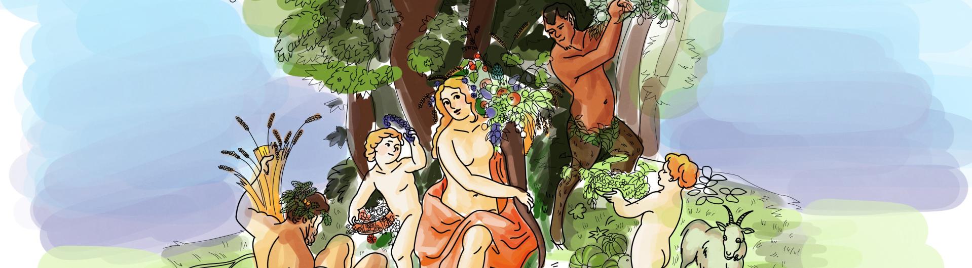 Coloriage d'après La Terre de  Jan Brueghel l'Ancien - réalisation Alexane Bouillaud