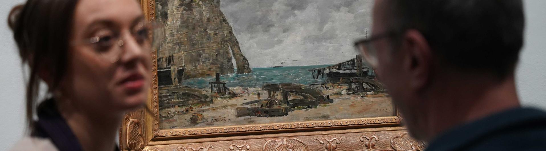 Eugène Boudin, Étretat, les cabestans et la falaise d’Aval, 1890