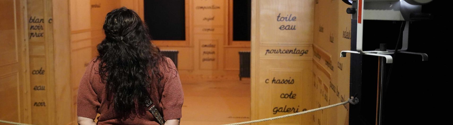 Visiteur devant l'oeuvre de Broodthaers