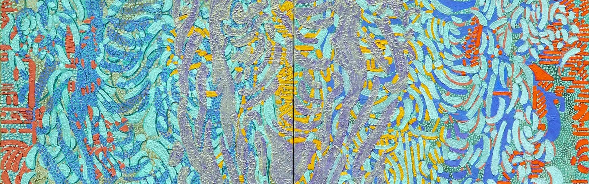 François Rouan, Transi 5 (Diptyque), 2021-2023