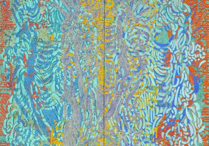 François Rouan, Transi 5 (Diptyque), 2021-2023