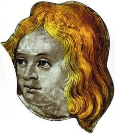 Tête d’ange, Fragment de vitrail provenant de la cathédrale de Lyon 