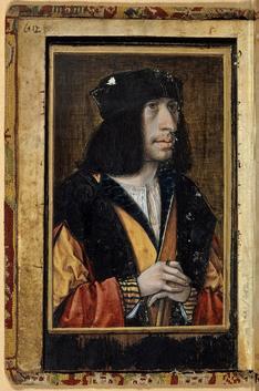 Jean Perréal, Charles VIII, Tempera sur bois insérée dans la reliure d’un livre d’heures, Paris, Bibliothèque nationale de France © Bibliothèque nationale de France