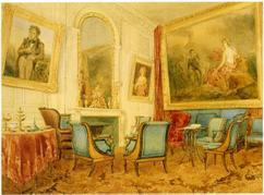 A. Toudouze, Le salon de Madame Récamier à l'Abbaye-aux-Bois, 1849, aquarelle sur papier , collection particulière.