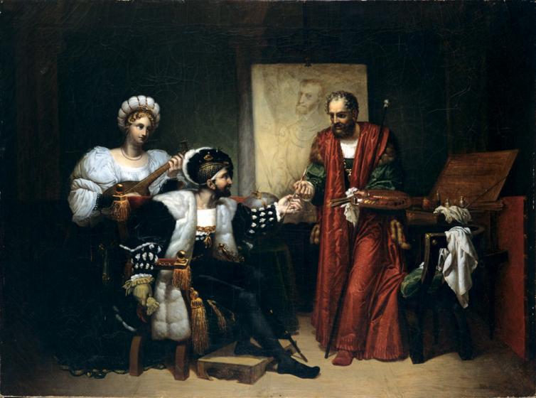 Pierre Nolasque Bergeret, Charles Quint ramassant le pinceau du Titien, 1808, Bordeaux, musée des Beaux-Arts © Musée des Beaux-Arts- Mairie de Bordeaux. Cliché L.Gauthier