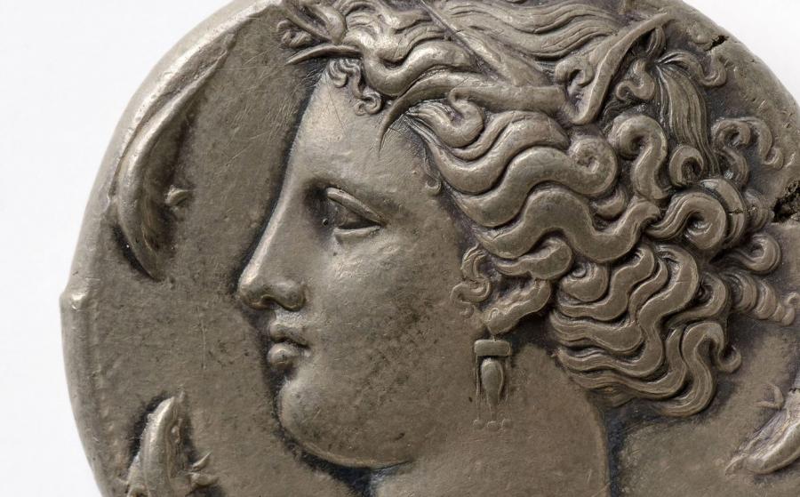 Grande Grèce, Evainète. Décadrachme de Syracuse, avers et revers. Vers 410 av. J.-C.