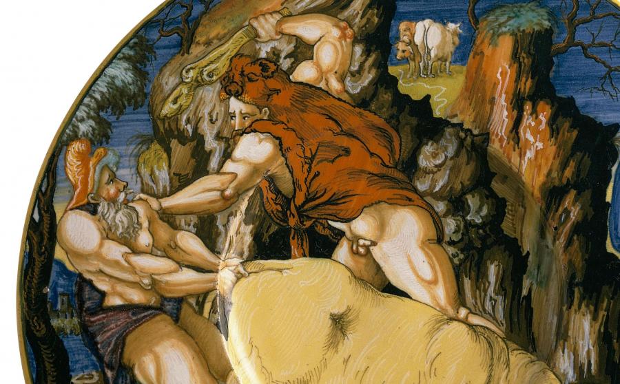 Francesco Xanto Avelli, Assiette : Hercule et Cacus, 1533.