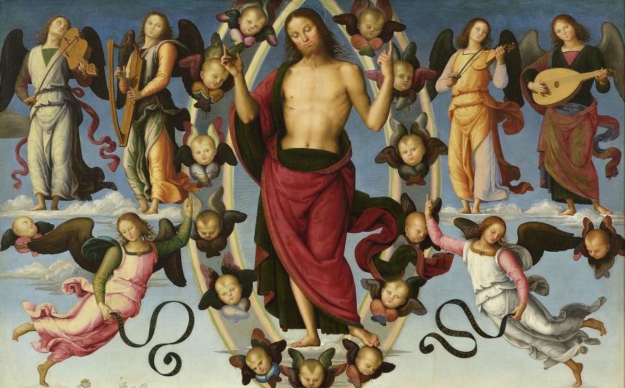 Pérugin, dit Il Perugino, Le Père éternel en gloire entre deux anges; L'Ascension du Christ, Vers 1495-1498. 