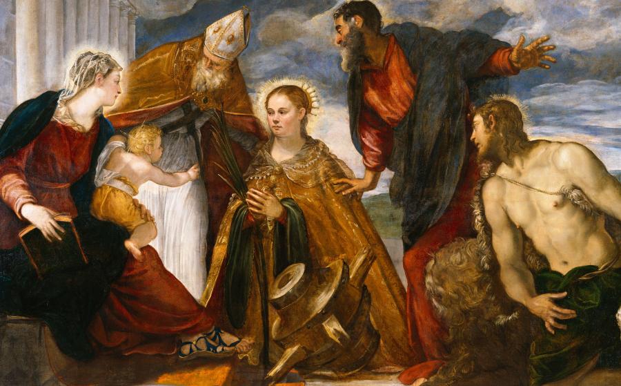 Le Tintoret, La Vierge et l'Enfant avec sainte Catherine, saint Augustin, saint Marc et saint Jean-Baptiste, vers 1549.
