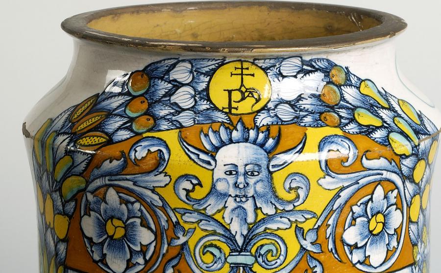 Italie, Deruta. Vase de pharmacie:  Albarello ,1501.