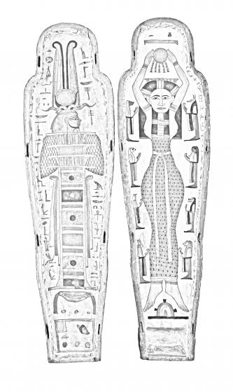 dessin cercueil noir et blanc
