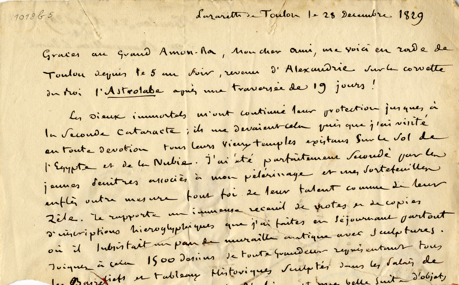 Lettre de Jean-François Champollion à François Artaud
