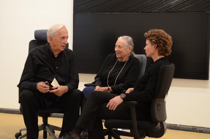 Pierre Soulages au musée des Beaux-Arts lors de l'exposition "Soulages XXIe siècle"