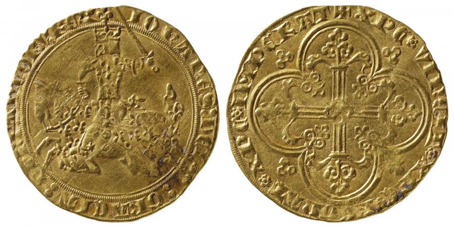 Franc à cheval de Jean II le Bon - avers et revers, vers 1360.