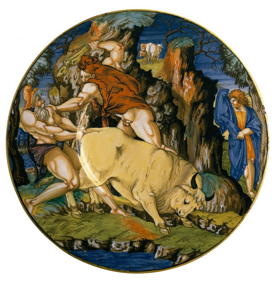 Francesco Xanto Avelli, Assiette : Hercule et Cacus, 1533.