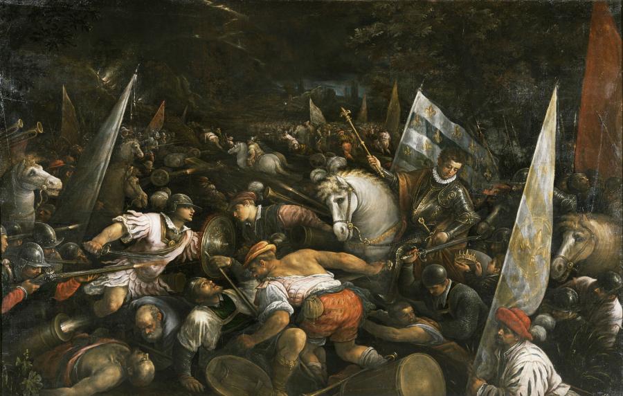 Francesco Bassano, Scène de Bataille, ou Charles VIII recevant la couronne de Naples, 1585-1590.